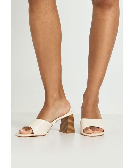 Boohoo White Stack Detail Block Heeled Mules