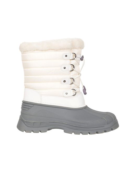 Mountain Warehouse White 'Whistler' Snow Boots Faux Fur Proof Winter Skiing Shoes Textile for men