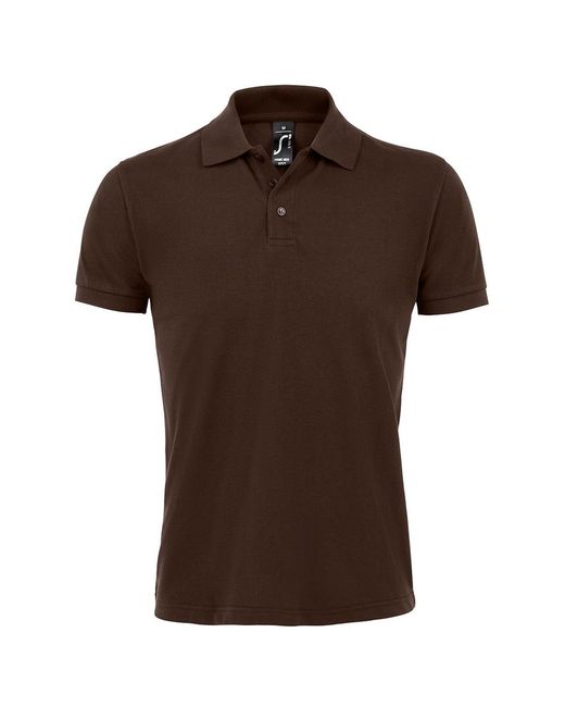Sol's Brown Prime Pique Plain Short Sleeve Polo Shirt for men