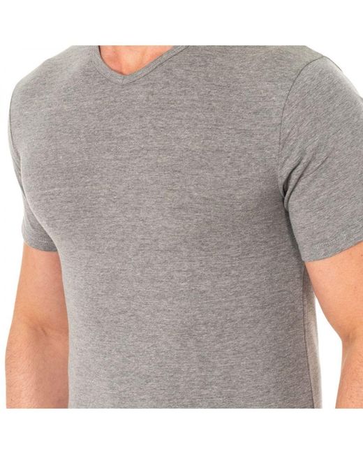 Abanderado Gray Short Sleeve V-Neck T-Shirt A040X for men