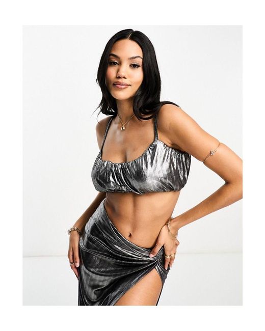 ASOS Metallic Fuller Bust Ruched Beach Top Co-Ord