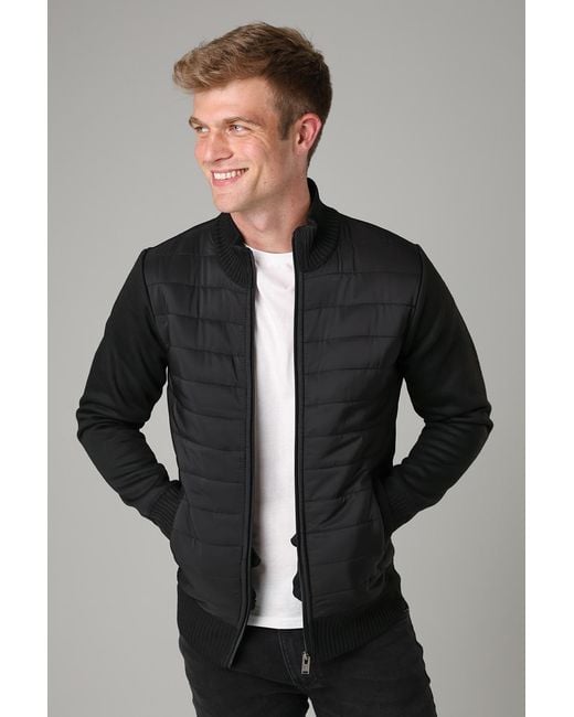 Kensington Eastside Black Quilted Fleece Lined Zip-Through Cardigan for men