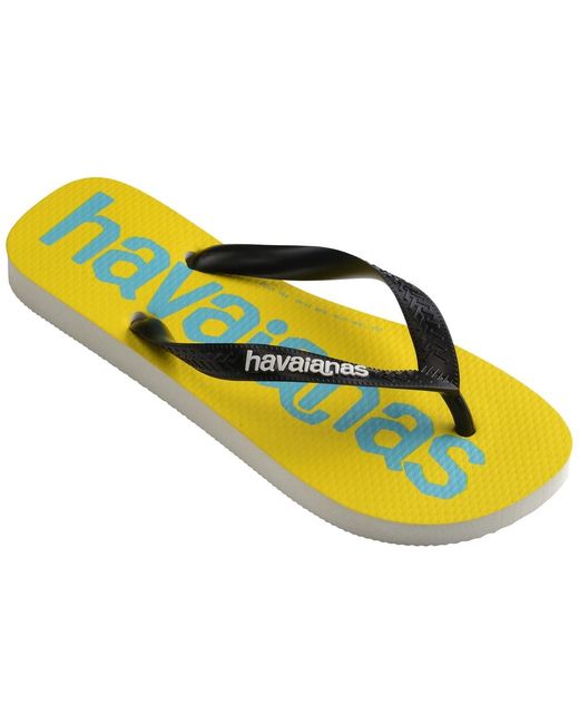 Havaianas Yellow Top Logomania 2 Logo Print Flip Flops