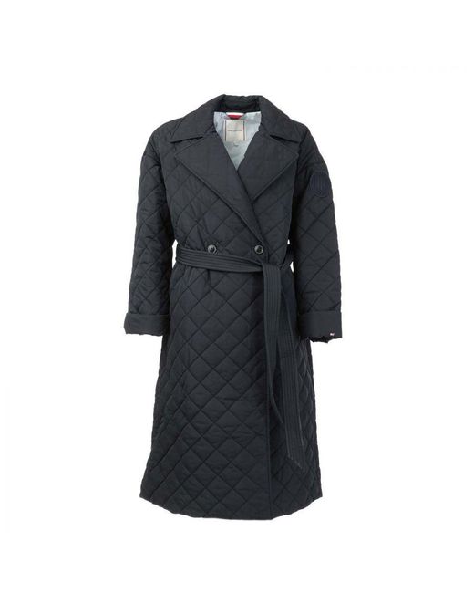 Tommy Hilfiger Black Womenss Quilted Belt Trench Coat