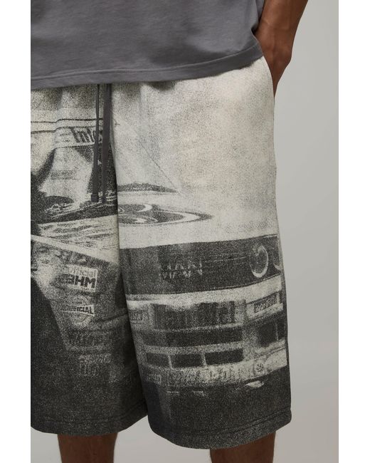 BoohooMAN Gray Moto Jersey Bermuda Jort for men