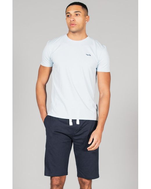 Tokyo Laundry White Cotton 2-Piece Short Sleeve Top And Jersey Shorts Loungewear Set for men