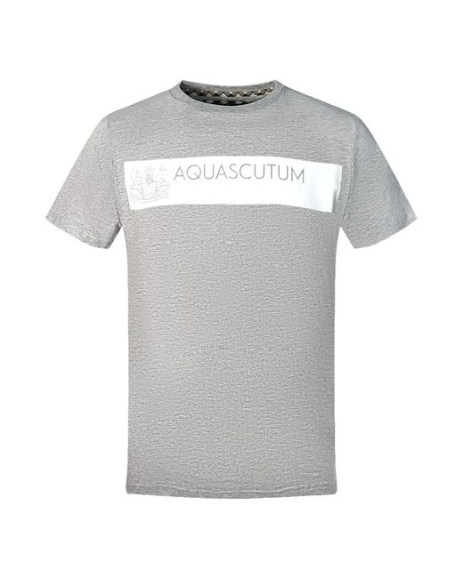 Aquascutum Gray Block Brand Logo T-Shirt for men