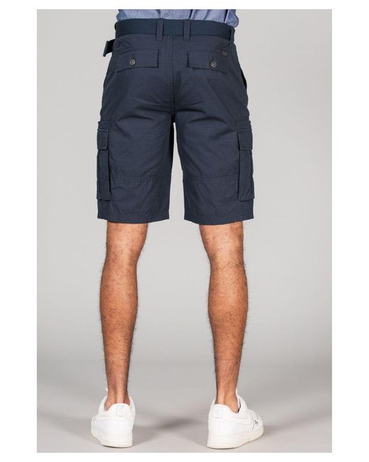 Tokyo Laundry Blue Cotton Cargo Shorts for men