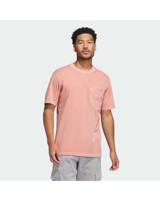 Adidas Originals Pink Trefoil Essentials + Dye Pocket Tee for men