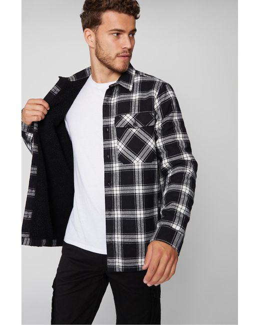 Threadbare Black 'France' Borg Lined Shacket for men