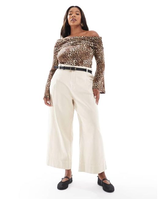 ASOS Natural Design Cropped Wide Leg Trousers