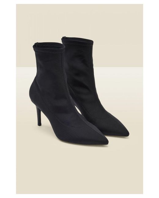 Sosandar Black Ava Stretch Sock Boot Leather