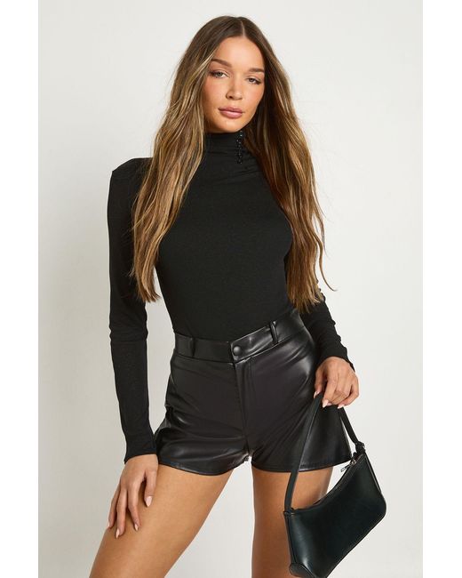 Boohoo Black Pu Mini Short