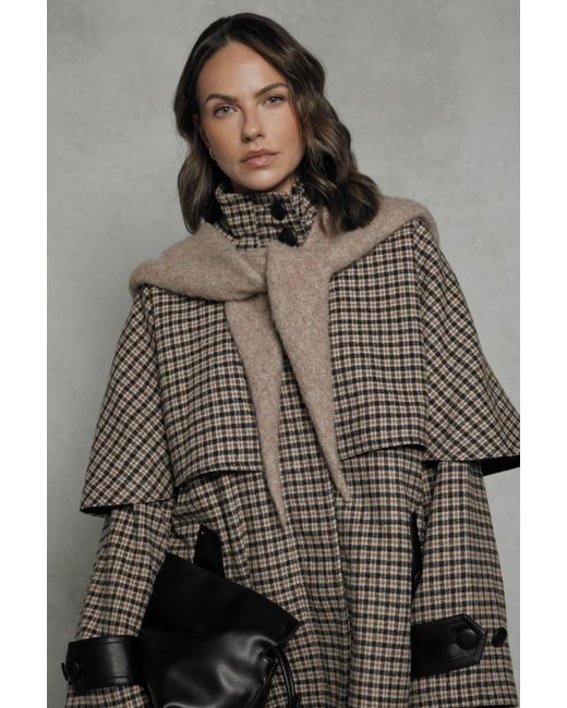 Wallis Gray Check Cape Coat