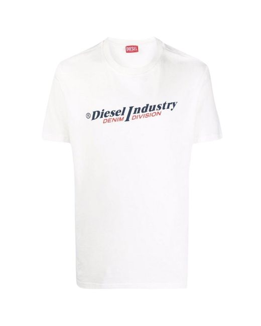 DIESEL White Industry Denim Division Crew Tee for men