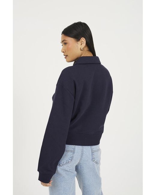 Brave Soul Blue Collared Button Down Sweatshirt