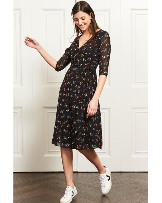 Sosandar White Ditsy Floral Midi Wrap Dress