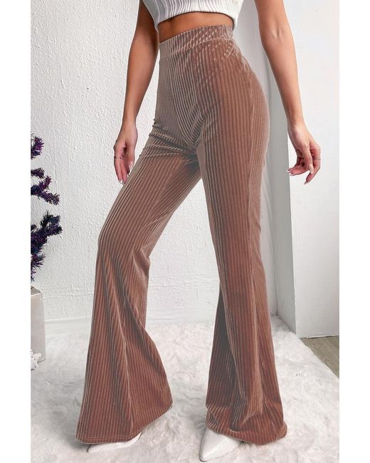 Azura Exchange Multicolor Solid Color High Waist Flare Corduroy Pants