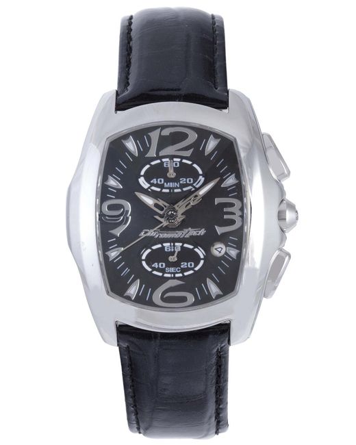 Chronotech Black Dial Bezel Band Watch for men
