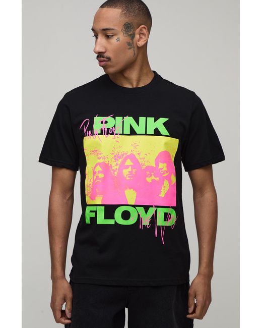 BoohooMAN Black Regular Floyd License Print T-Shirt for men