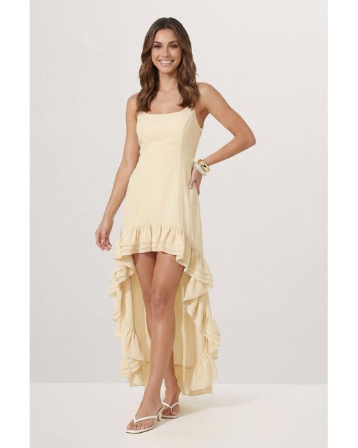 MissPap Natural Premium Chiffon Ruffle Maxi Dress