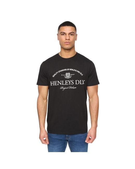 Henleys Black Henclose Cotton T-Shirt for men