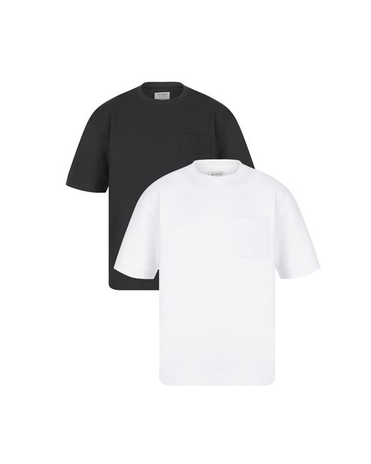Nines Black 2-Pack Oversized Heavy Duty T-Shirts With Chest Pocket for men