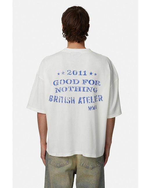 Good For Nothing White Boxy Fit Graphic Tee for men