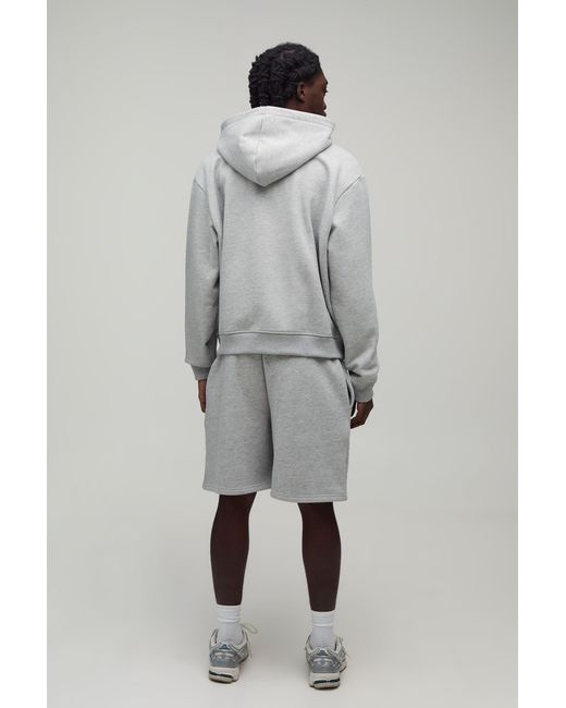 BoohooMAN Gray Heavyweight Embroidered Baggy Short for men