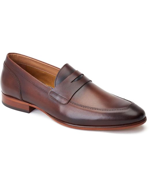 Base London Brown Bruno Leather Burnt Loafers for men