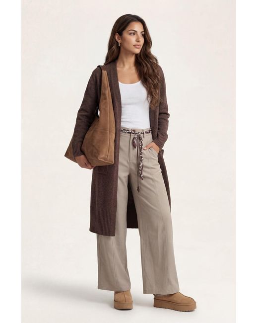 Urban Bliss Natural Chocolate Longline Wool Cardigan