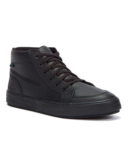 Kickers Black Tovni Hi Leather Shoes Rubber for men