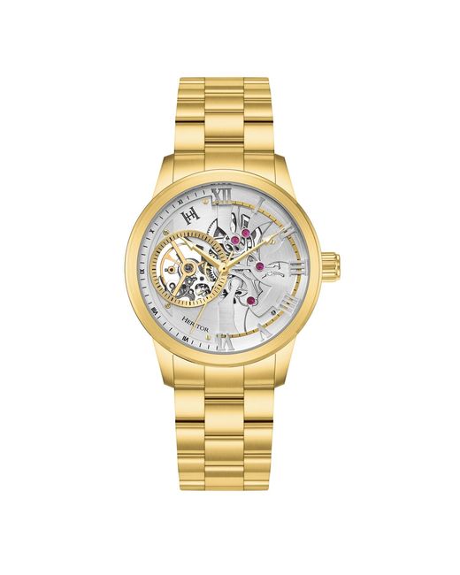 Heritor Metallic August Semi-Skeleton Watch for men