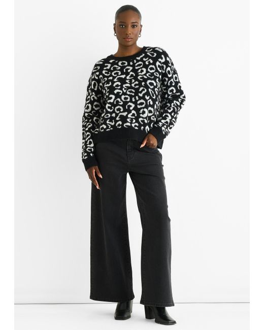 Gini London Black Animal Pattern Loose Fit Knit Jumper