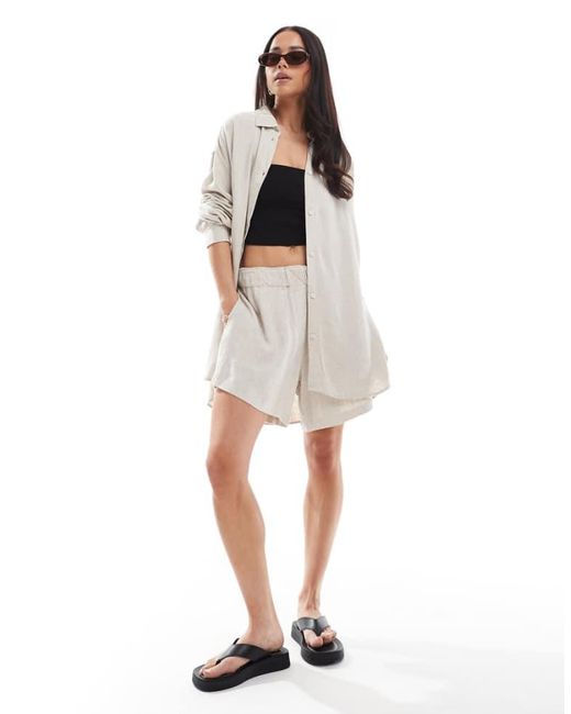 Weekday White Ava Co-Ord Linen Mix Shorts
