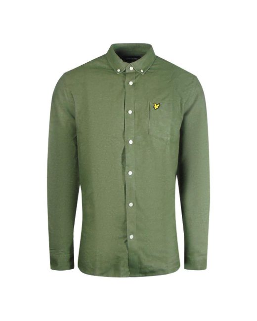 Lyle & Scott Green Long Sleeve Moss Chambray Shirt Cotton for men
