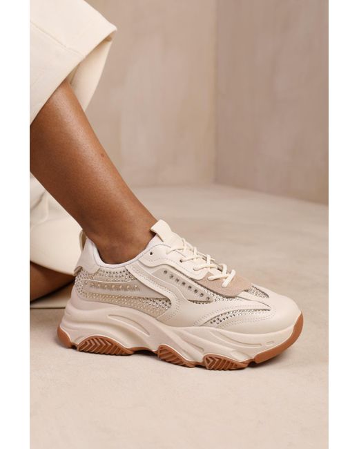 Where's That From Natural Wheres 'Groove' Chunky Sole Diamante Detail Trainer