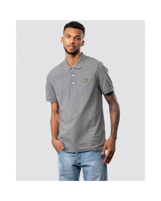 Lyle & Scott Gray Light Mist Plain Polo Shirt for men