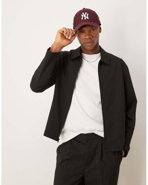 ASOS Black Smart Co-Ord Harrington Jacket for men