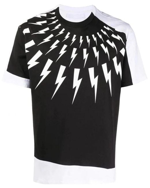 Neil Barrett Black Lightning Bolt Printed T-Shirt for men
