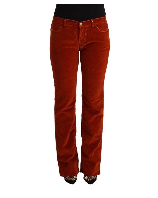 Gianfranco Ferré Red Gorgeous Straight Cut Jeans With Zipper And Button Closure Cotton