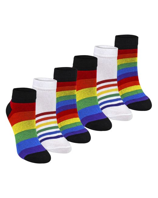 Sock Snob White 6 Pack Ladies Trainer Cotton Socks Bright Colourful Striped