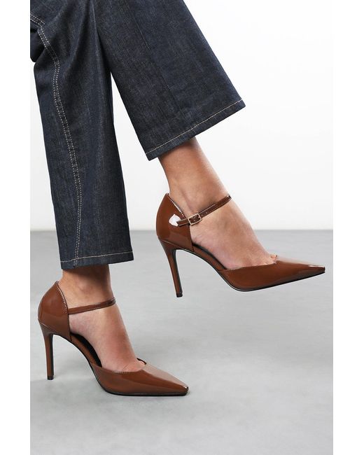 Where's That From Gray Wheres 'Winnie' Pointed Toe Stilleto Court Heeled Shoe With Buckle Strap