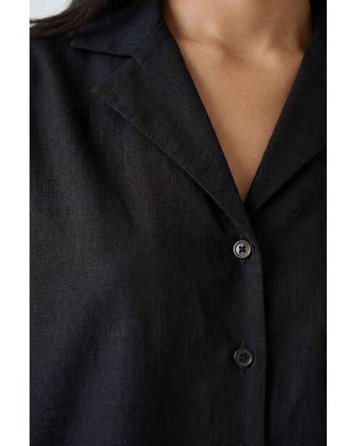 Boohoo Black Linen Look Boyfriend Shirt & Relaxed Fit Shorts