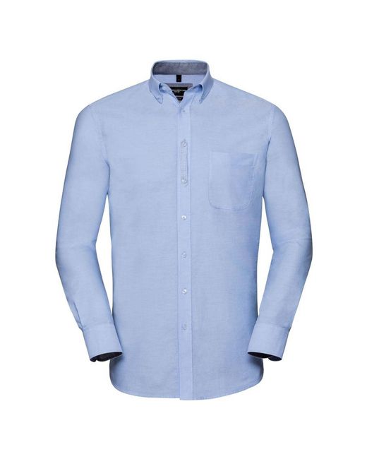 Russell Blue Collection Oxford Tailored Long-Sleeved Shirt (Oxford/Oxford) Cotton for men
