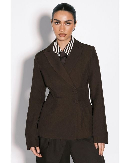 Boohoo Black Wrap Asymmetric Blazer