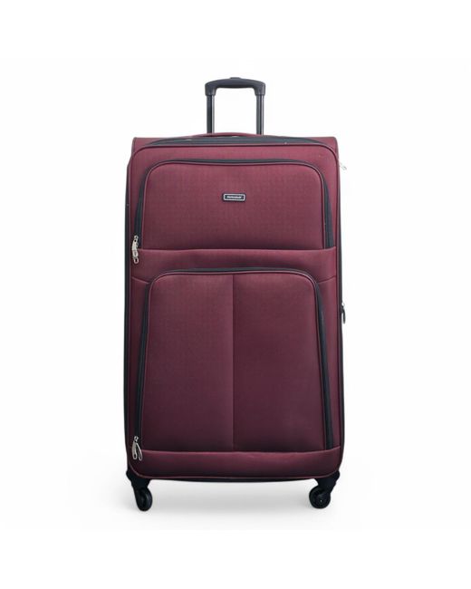 Infinity Leather Purple Expandable Extra Large Soft Shell 4 Wheel Luggage Suitcase