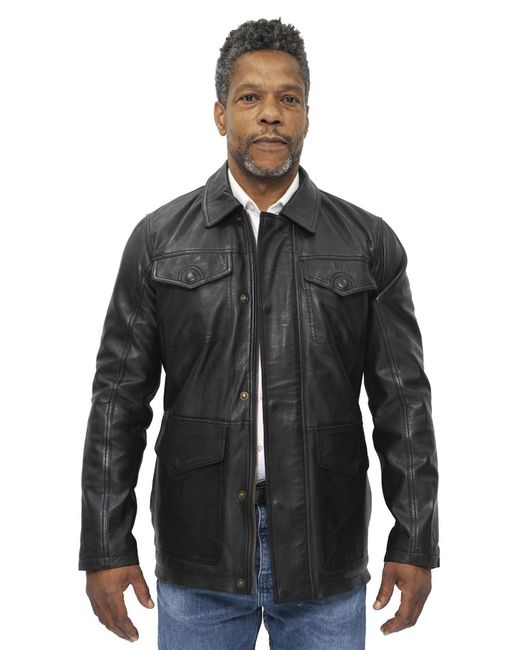 Infinity Leather Black Safari Jacket-Porto for men
