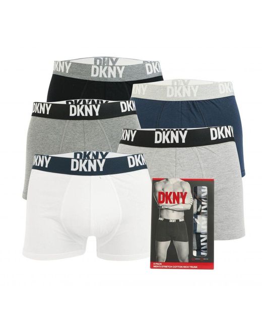 DKNY Gray Portland 5 Pack Trunk Boxer Shorts for men