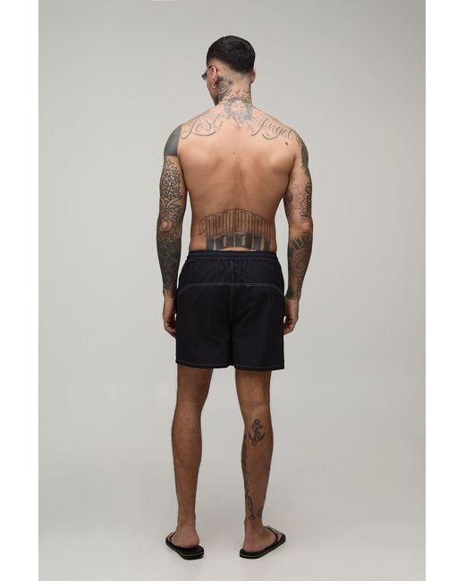 BoohooMAN Black Contrast Stitch Short Length Swim for men